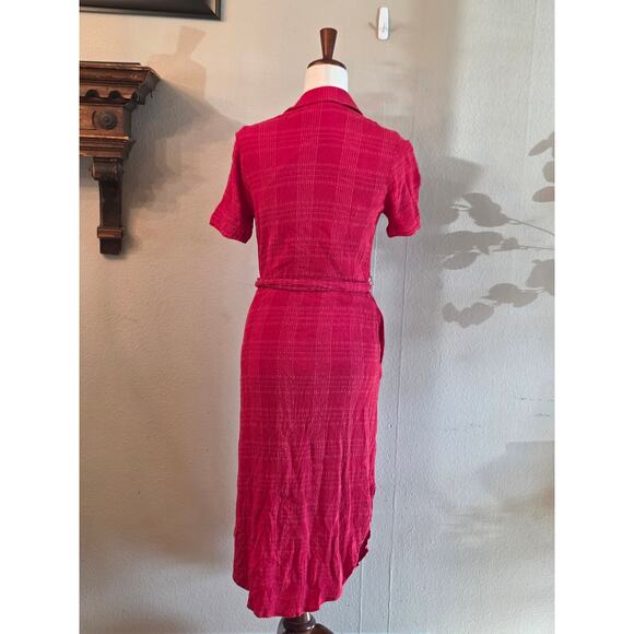 Maeve by Anthropologie Aria Textured Shirt Dress SZ Small Cherry Red - Picture 3 of 8